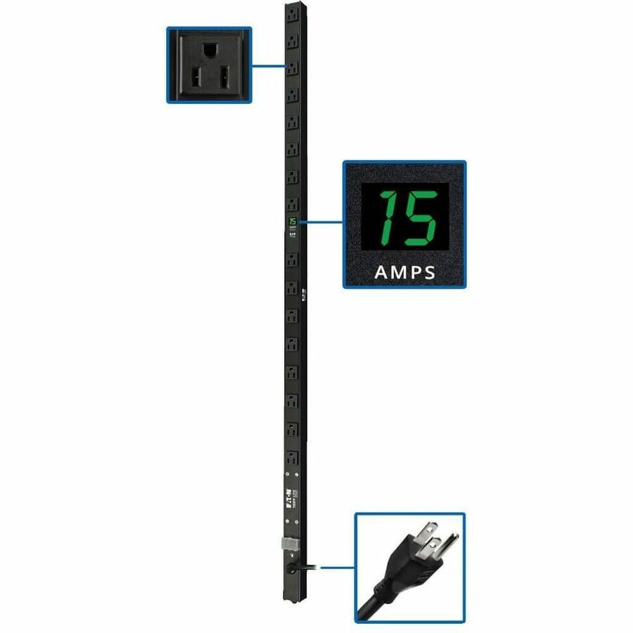 Tripp Lite by Eaton PDU 1.4kW Single-Phase Local Metered PDU 120V Outlets (16 5-15R) 5-15P 15 ft. (4.57 m) Cord 0U Vertical 48 in.