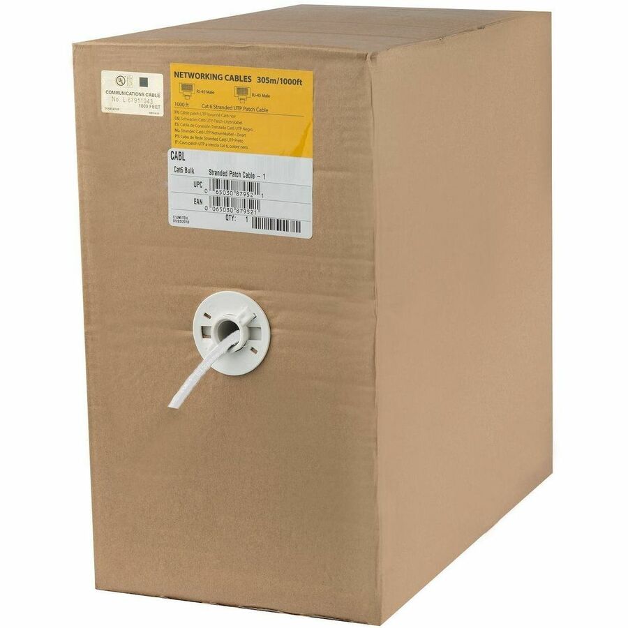 StarTech 1000 ft Bulk Cat6 Ethernet Cable - Stranded - CM-Rated for In-Wall Use - Cat 6 UTP Patch Cable - White
