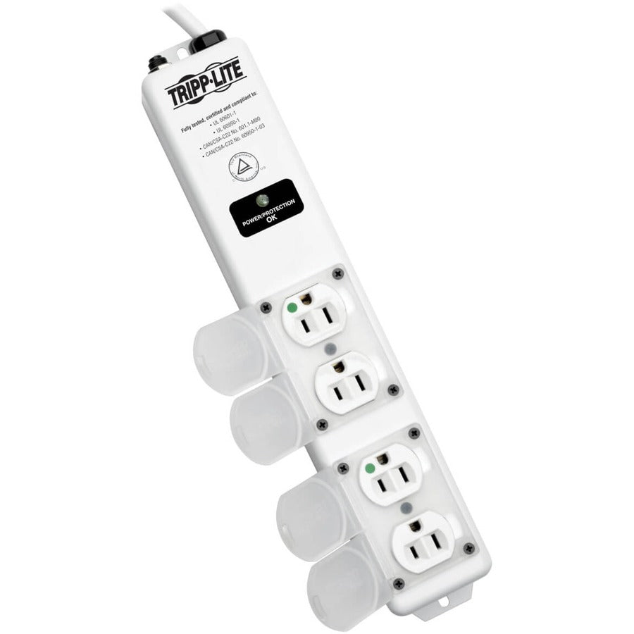 Tripp Lite by Eaton Safe-IT UL 60601-1 Medical-Grade Surge Protector for Patient-Care Vicinity 4x Hospital-Grade Outlets 15 ft. Cord Antimicrobial Protection