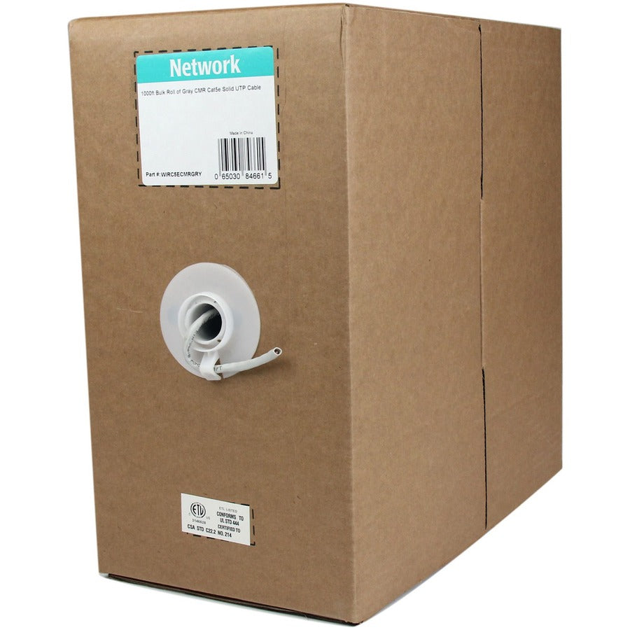 StarTech Bulk Cat 5e Ethernet Cable - 1000 ft. (304,8m) - Solid - CMR-Rated - Gray - TAA Compliant