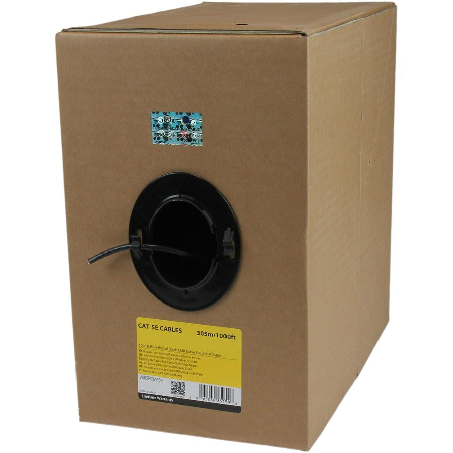 StarTech Bulk Cat 5e Ethernet Cable - 1000 ft. (304,8m) - Solid - CMR-Rated - Black - TAA Compliant