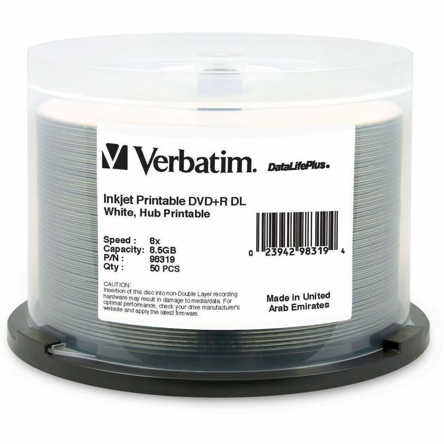 DVD+R DL 8.5GB 8X INKJET PRINTABLE 50PK