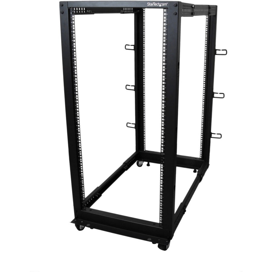 StarTech 4-Post 25U Mobile Open Frame Server Rack, 19in Network Rack with Casters, Rolling Rack for Computer/AV/Data/IT Equipment