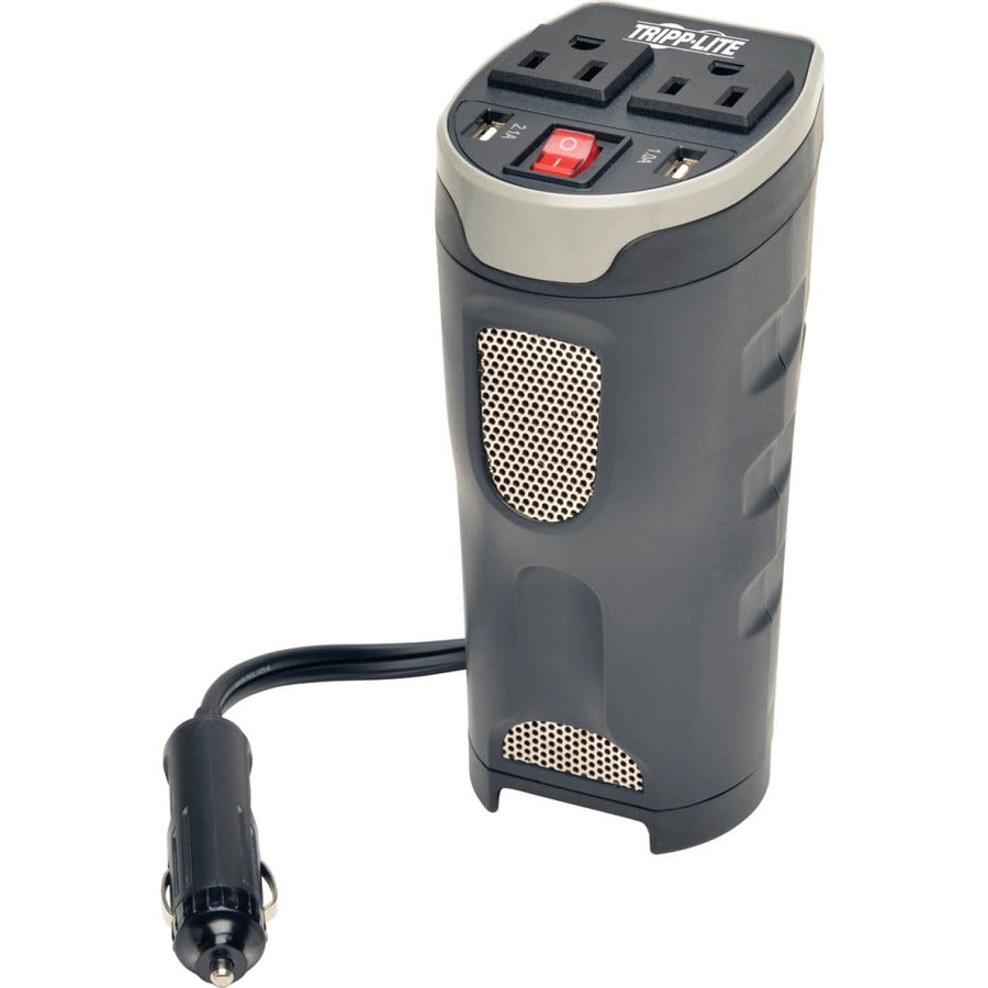 Tripp Lite by Eaton 200W PowerVerter Ultra-Compact Car Inverter with 2 Outlets and 2 USB Charging Ports Cup Holder Design