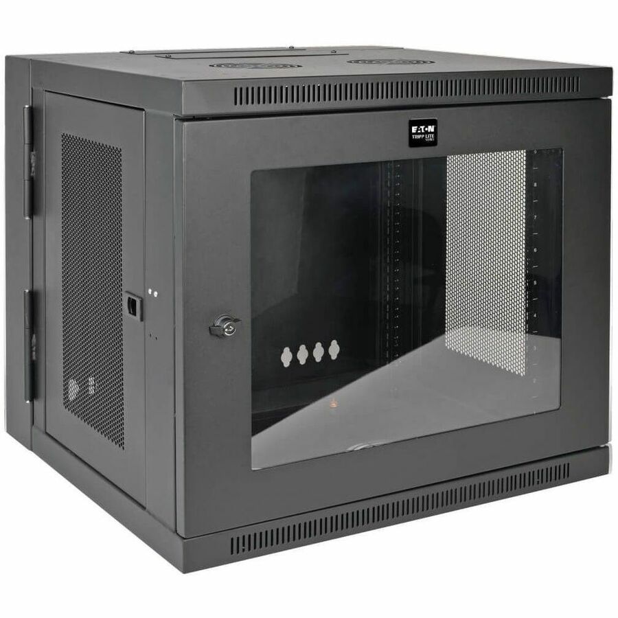 Tripp Lite by Eaton SmartRack 10U Low-Profile Switch-Depth Wall-Mount Small Rack Enclosure Clear Acrylic Window Hinged Back