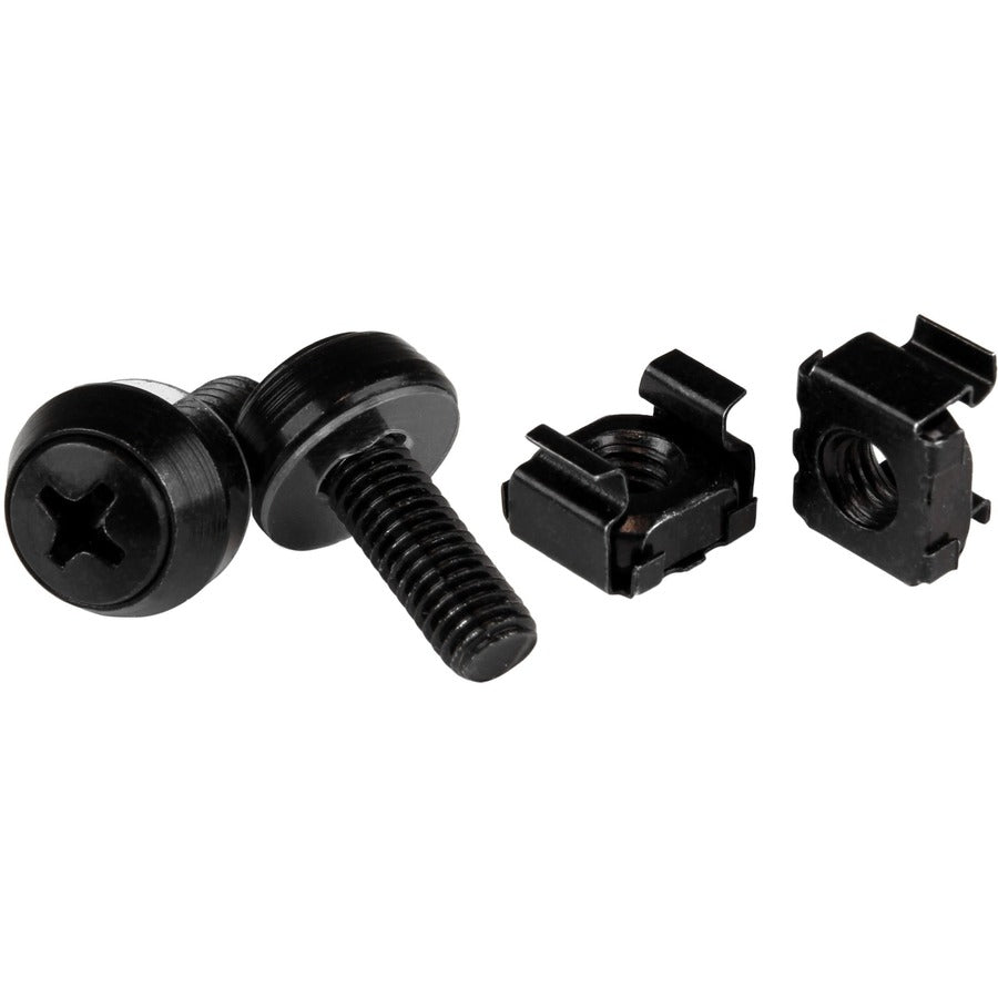 StarTech M6 x 12mm, Screws and Cage Nuts, 100 Pack, Black, M6 Mounting Screws & Cage Nuts for Server Rack & Cabinet, TAA