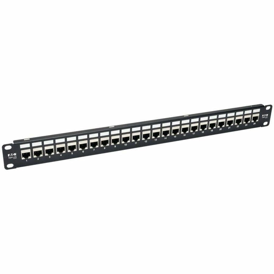 Tripp Lite by Eaton 24-Port 1U Rack-Mount STP Shielded Cat6a Feedthrough Patch Panel RJ45 Ethernet TAA