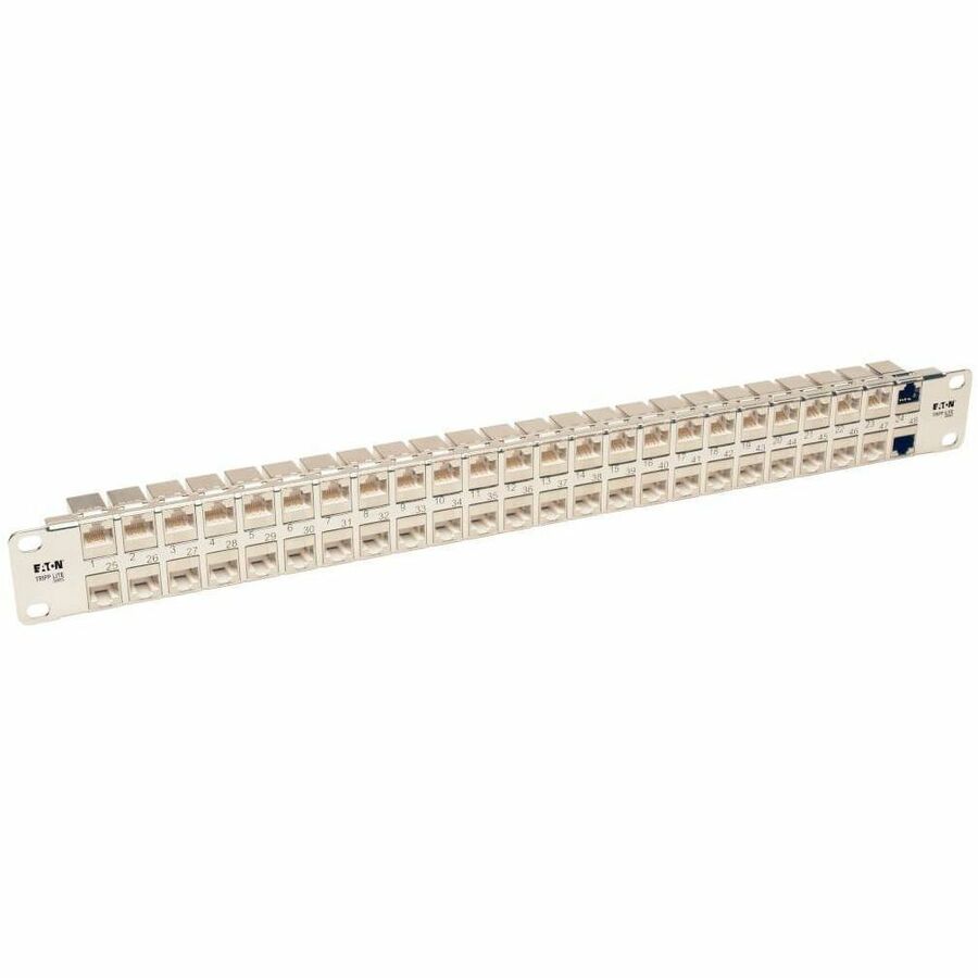 Tripp Lite by Eaton 48-Port 1U Rack-Mount STP Shielded Cat6a Feedthrough Patch Panel RJ45 Ethernet TAA