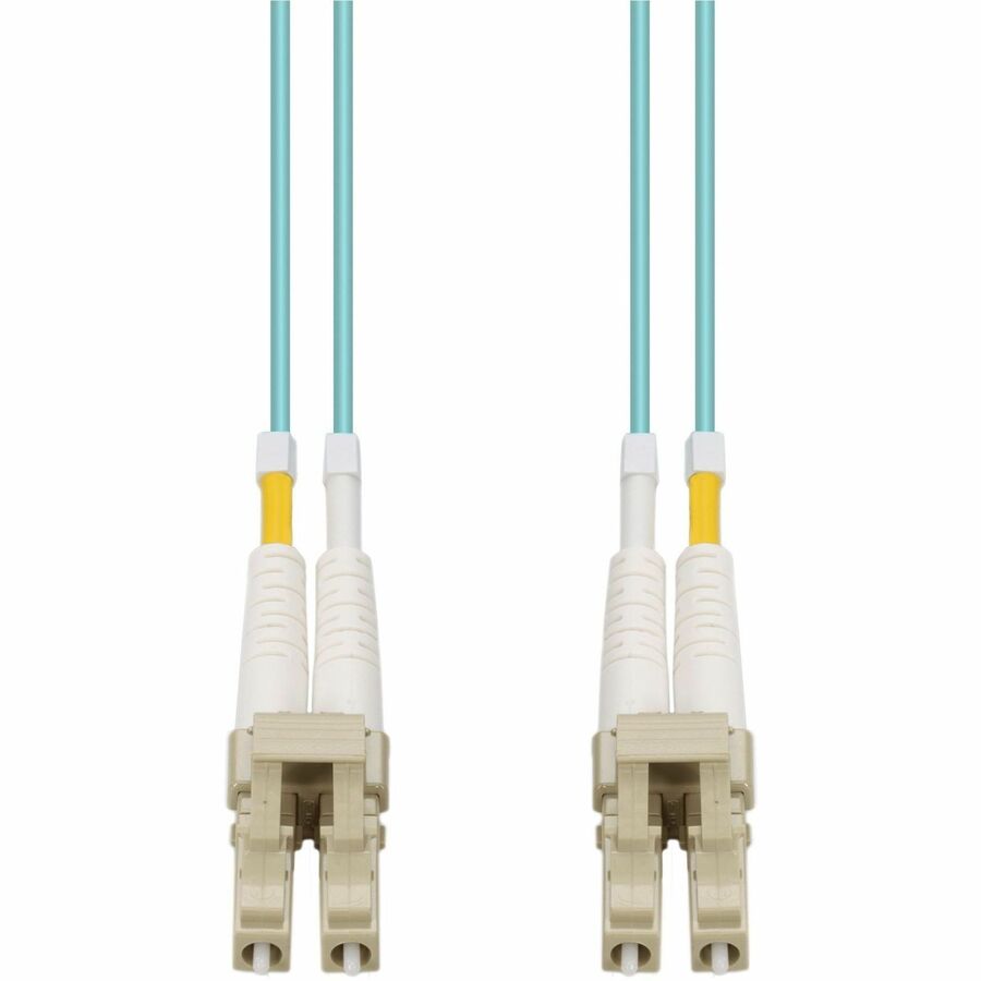 AddOn 35m LC to LC Aqua OM4 Duplex OFNR (Riser-Rated) Fiber Patch Cable, MMF (Multi Mode), 50/125