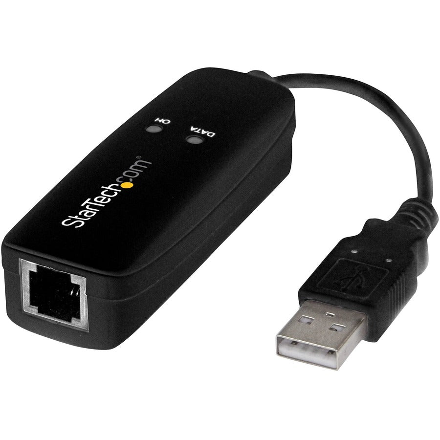 StarTech USB 2.0 Fax Modem, 56K External Hardware Dial Up V.92 Modem Dongle/Adapter, Computer Data Modem USB to Telephone Jack, TAA