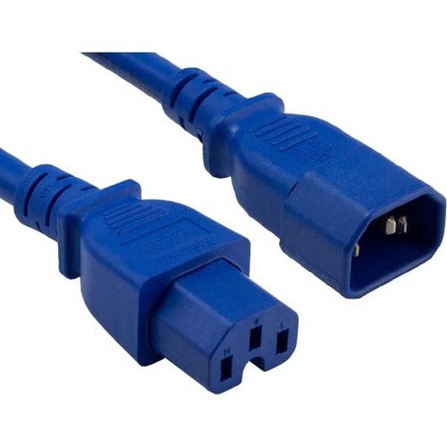 ENET C14 to C15 3ft Blue Power Extension Cord 14 AWG 15A NEMA IEC-320 C14 to NEMA IEC-320 C15 Blue 3'