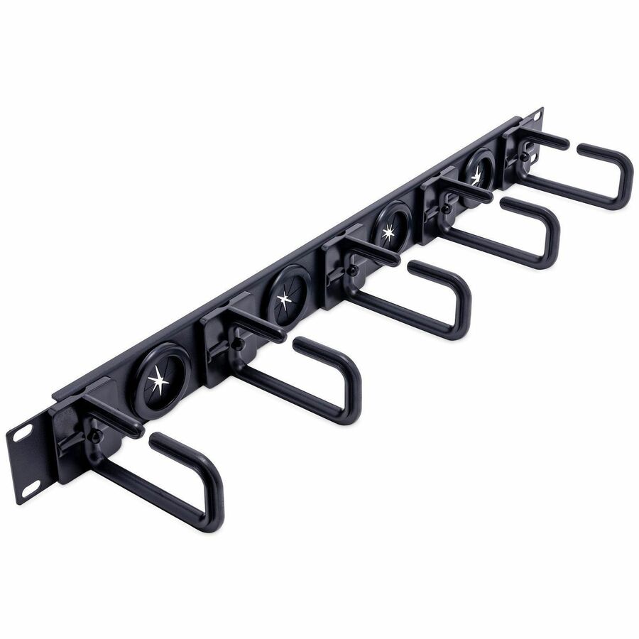 StarTech 1U 19" Cable Management Organizer - D Ring Hook Network/Server Rack Cord Manager - Data Center Horizontal Wire Panel