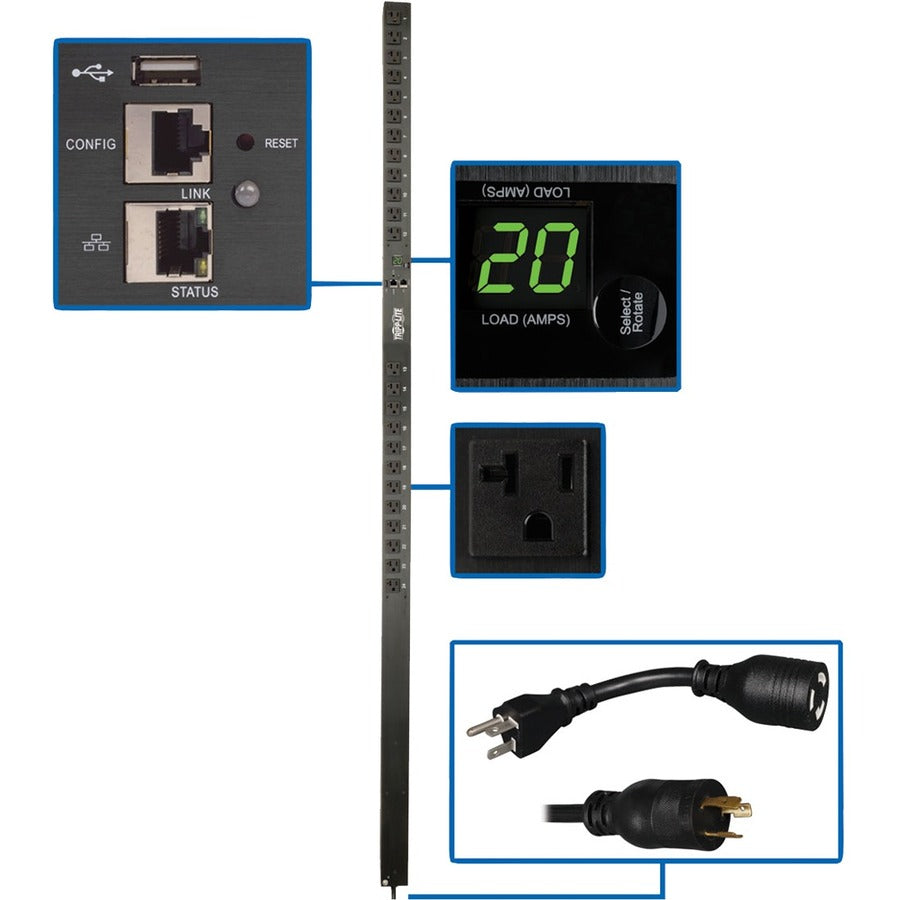 Tripp Lite by Eaton PDU 1.9kW Single-Phase Monitored PDU with LX Platform Interface 120V Outlets (24 5-15/20R) 0U Vertical 70 in. TAA