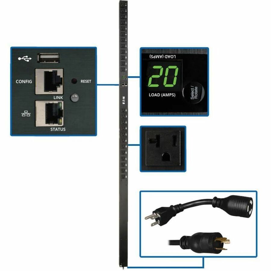 Tripp Lite by Eaton PDU 1.9kW Single-Phase Switched PDU - LX Interface 120V Outlets (24 5-15/20R) 10 ft. (3.05 m) Cord with L5-20P 0U TAA