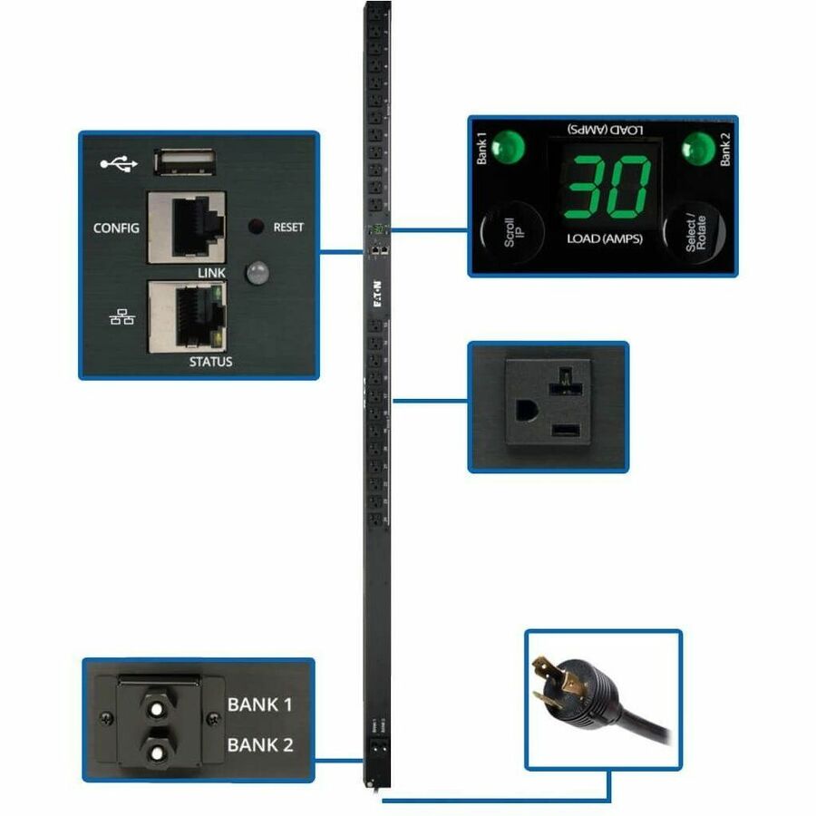 Tripp Lite by Eaton PDU 2.9kW Single-Phase Monitored PDU with LX Platform Interface 120V Outlets (24 5-15/20R) L5-30P Plug 0U Vertical TAA