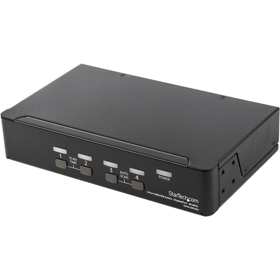 StarTech 4 Port DisplayPort KVM Switch - 4K 60Hz - Single Display - UHD DP 1.2 USB KVM Switch with USB 2.0 Hub & Audio - TAA Compliant