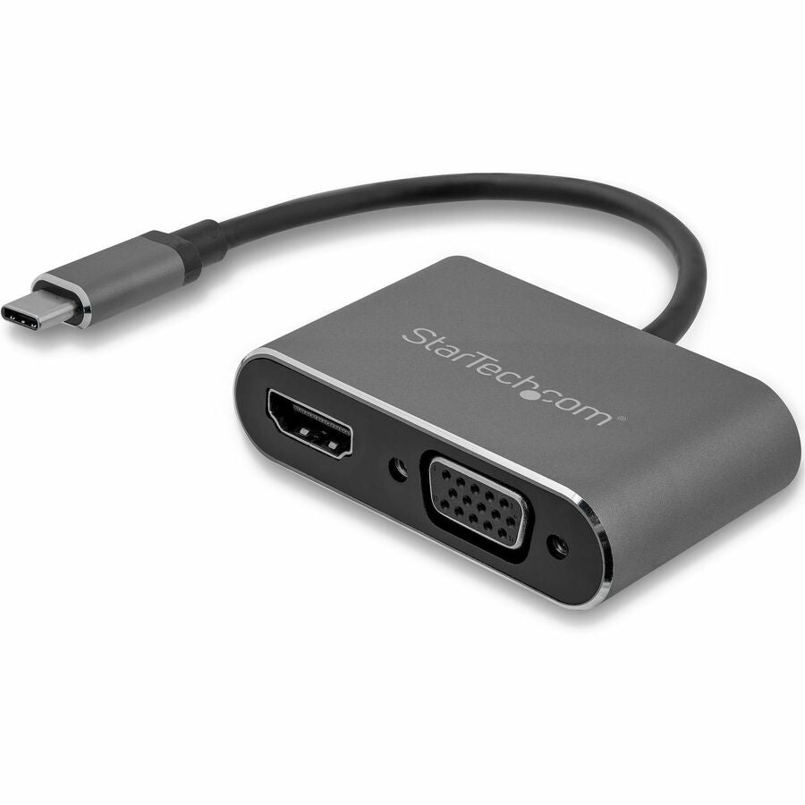 StarTech USB C to VGA and HDMI Adapter - Aluminum - USB-C Multiport Adapter - 6 in / 15.24 cm Built-In Cable
