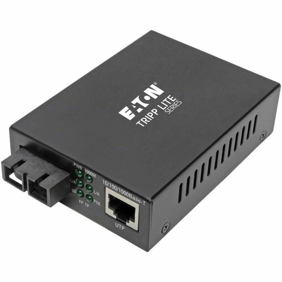 Tripp Lite by Eaton Gigabit Singlemode Fiber to Ethernet Media Converter POE+ - 10/100/1000 SC 1310 nm 20 km (12.4 mi.)