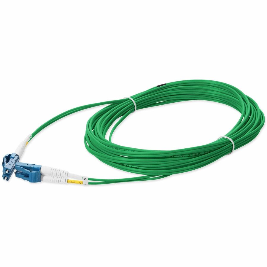 AddOn 3m LC to LC Green OS2 Duplex OFNR (Riser-Rated) SMF (Single Mode) Fiber Patch Cable, 9/125