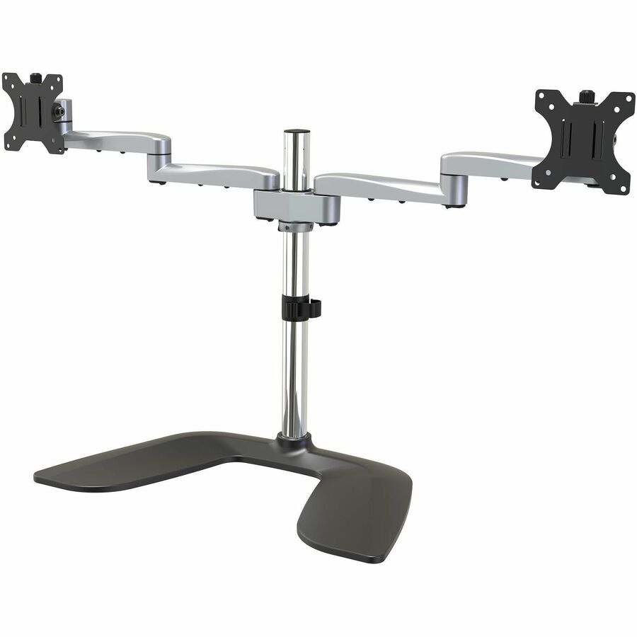 StarTech Dual Monitor Stand, Ergonomic Desktop Monitor Stand for up to 32"(17.6lb/8kg) VESA Displays, Free-Standing Adjustable, Silver
