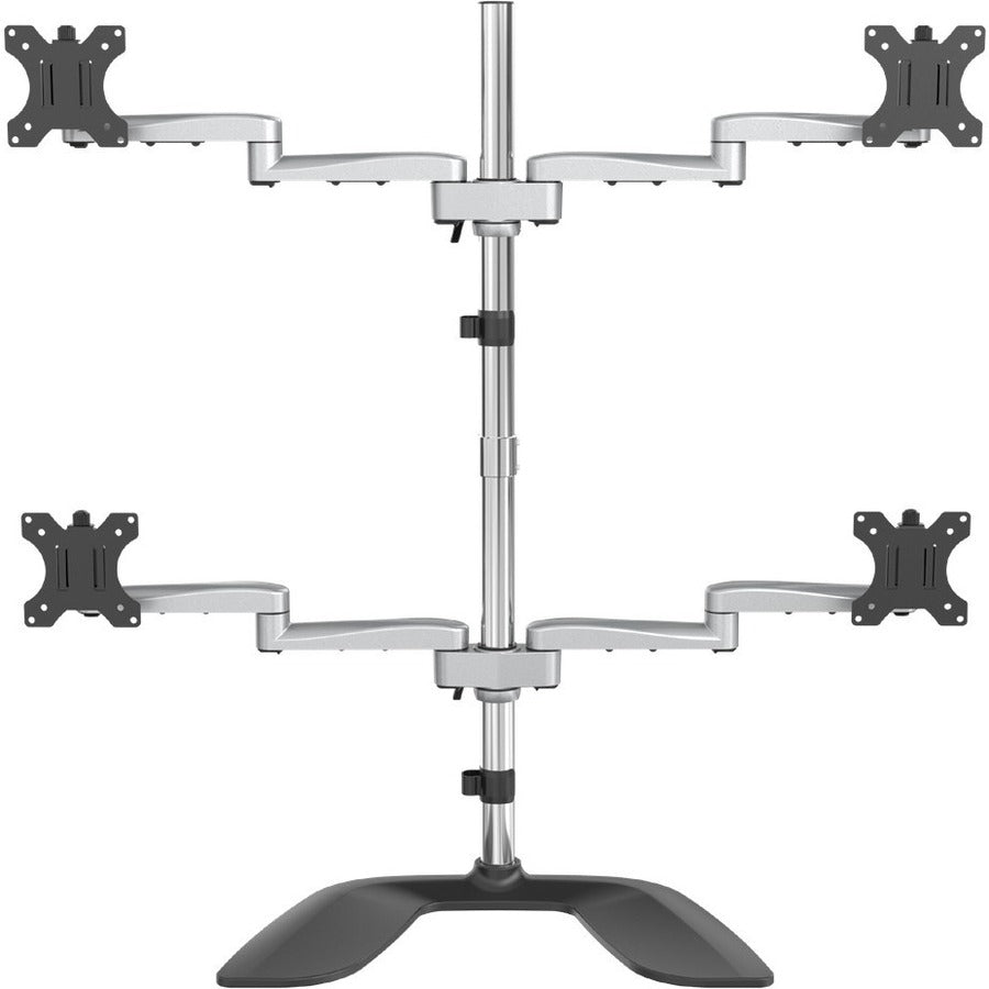 StarTech Quad Monitor Stand, Desktop VESA 4 Monitor Arm up to 32" (17.6lb/8kg) Screens, Ergonomic Articulating Pole Mount, Adjustable