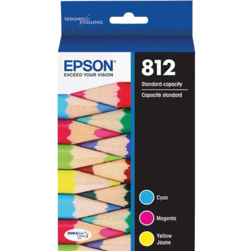 Epson® 812 DuraBrite® Ultra Cyan, Magenta, Yellow Ink Cartridges, Pack Of 3, T812520-S