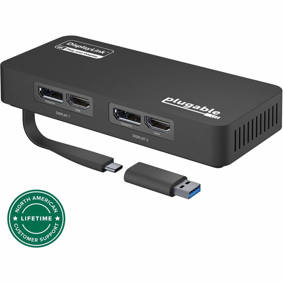 Plugable 4K DisplayPort and HDMI Dual Monitor Adapter for USB 3.0 and USB-C