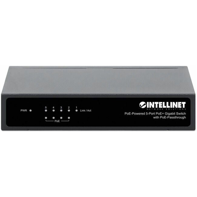 5-Port Gigabit Switch with PoE Passthrough, 4 x PSE PoE ports, 1 x PD PoE port, IEEE 802.3at/af Power-over-Ethernet (PoE+/PoE), IEEE 802.3az Energy Efficient Ethernet, Desktop