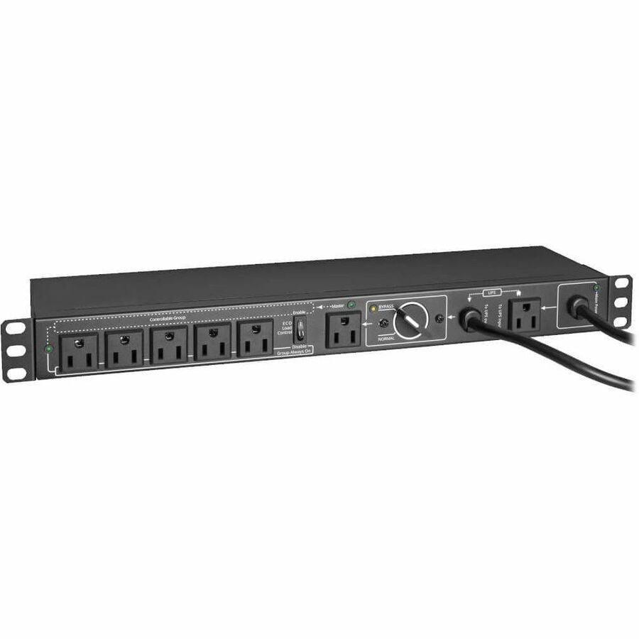 Tripp Lite by Eaton PDU 100-125V 12A Single-Phase Hot-Swap PDU with Manual Bypass - 6 NEMA 5-15R Outlets 2 5-15P Inputs 1U Rack/Wall