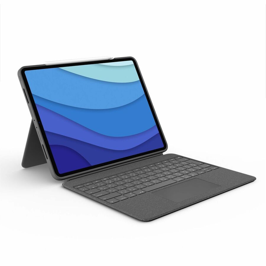 Logitech Combo Touch Keyboard/Cover Case for 12.9" Apple, Logitech iPad Pro (5th Generation) Tablet - Oxford Gray