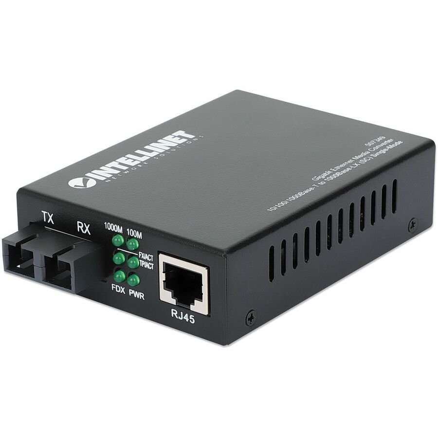 Gigabit Ethernet Single Mode Media Converter, 10/100/1000Base-T to 1000Base-Lx (SC) Single-Mode, 20km