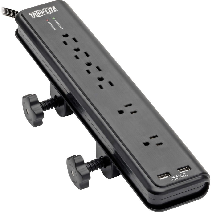 Tripp Lite by Eaton Safe-IT 6-Outlet Surge Protector 2 USB Charging Ports 8 ft. Cord 5-15P Plug 2100 Joules Antimicrobial Protection Black