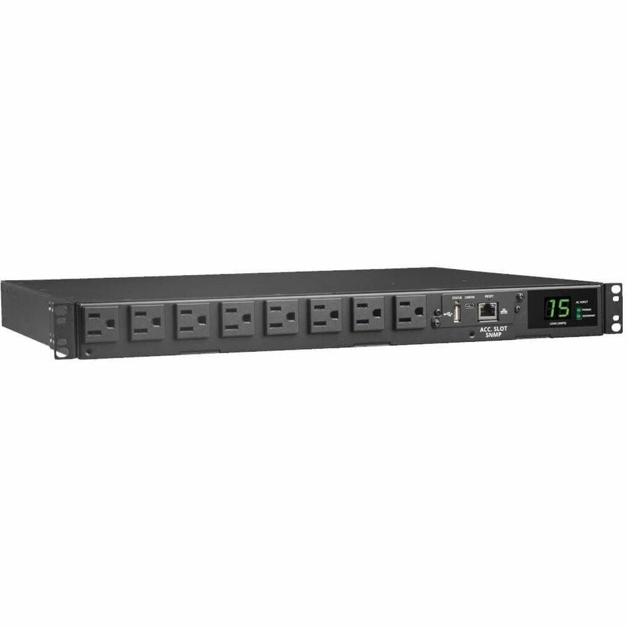Tripp Lite by Eaton PDU 1.44kW 120V Single-Phase ATS/Monitored PDU - 8 NEMA 5-15R Outlets Dual 5-15P Inputs 12 ft. Cords 1U TAA