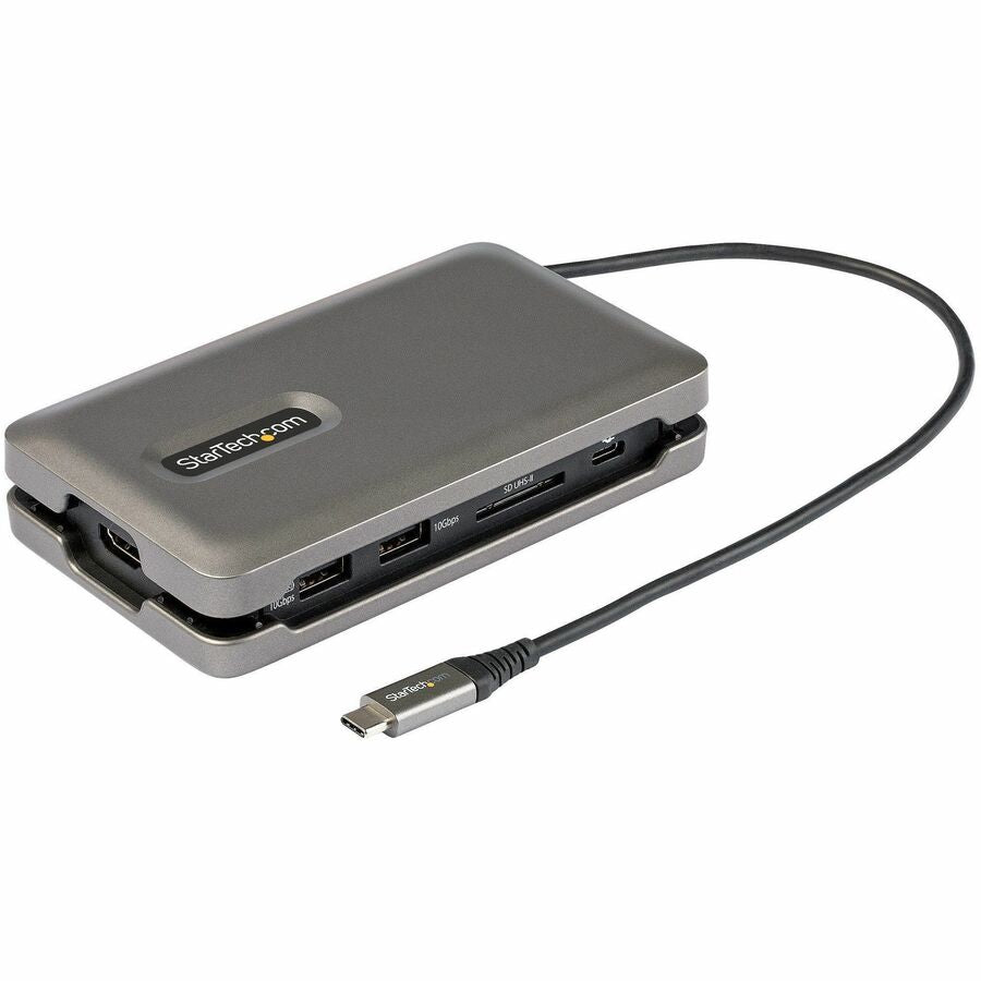 StarTech USB C Multiport Adapter, USB C to 4K 60Hz HDMI, 2-Port 10Gbps USB Hub, 100W Power Delivery Pass-through, GbE, SD/MicroSD, TAA