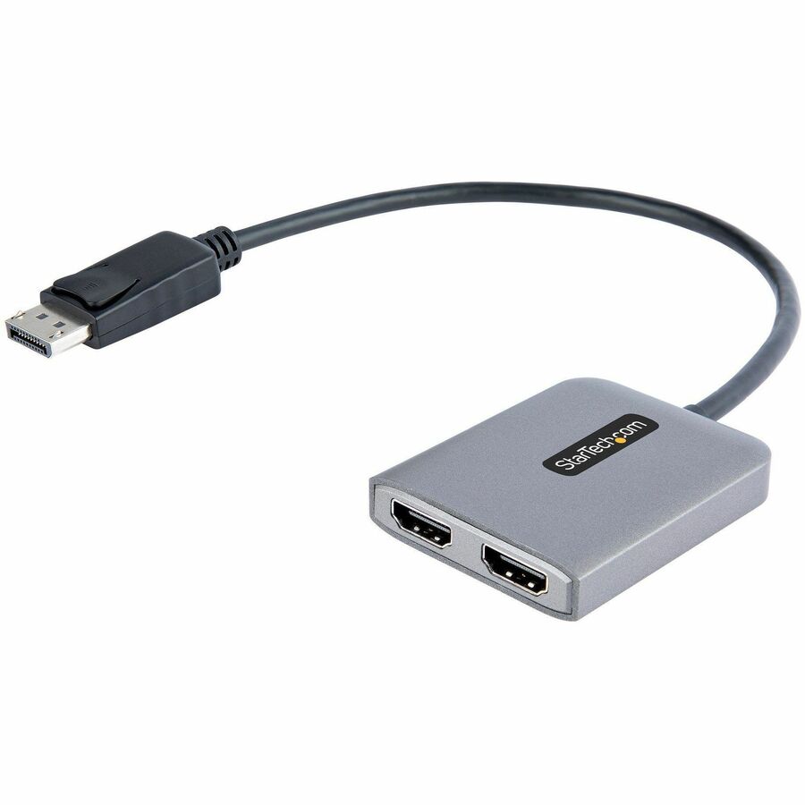 StarTech DP to Dual HDMI MST HUB, Dual HDMI 4K 60Hz, 2 Port DisplayPort Multi Monitor Adapter with 1ft/30cm Cable, DP 1.4 | DSC | HBR3