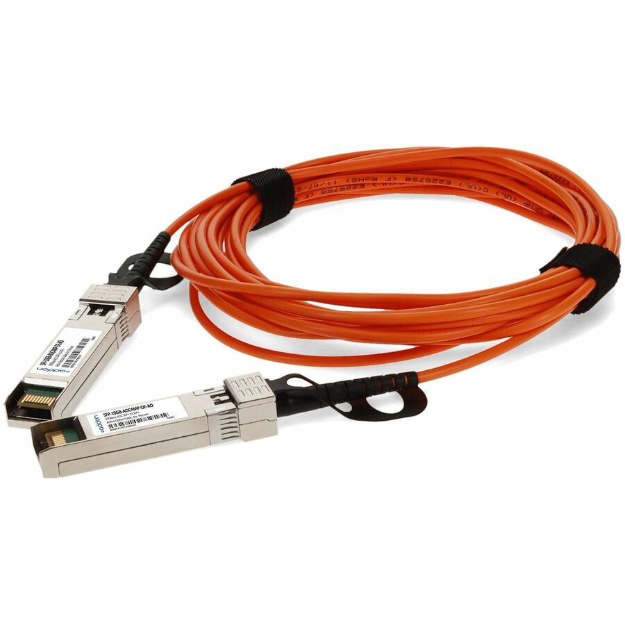 AddOn MSA Compliant 10GBase-AOC SFP+ to SFP+ OFNP (Plenum-rated) Orange Active Optical Cable (850nm, MMF, 4m)