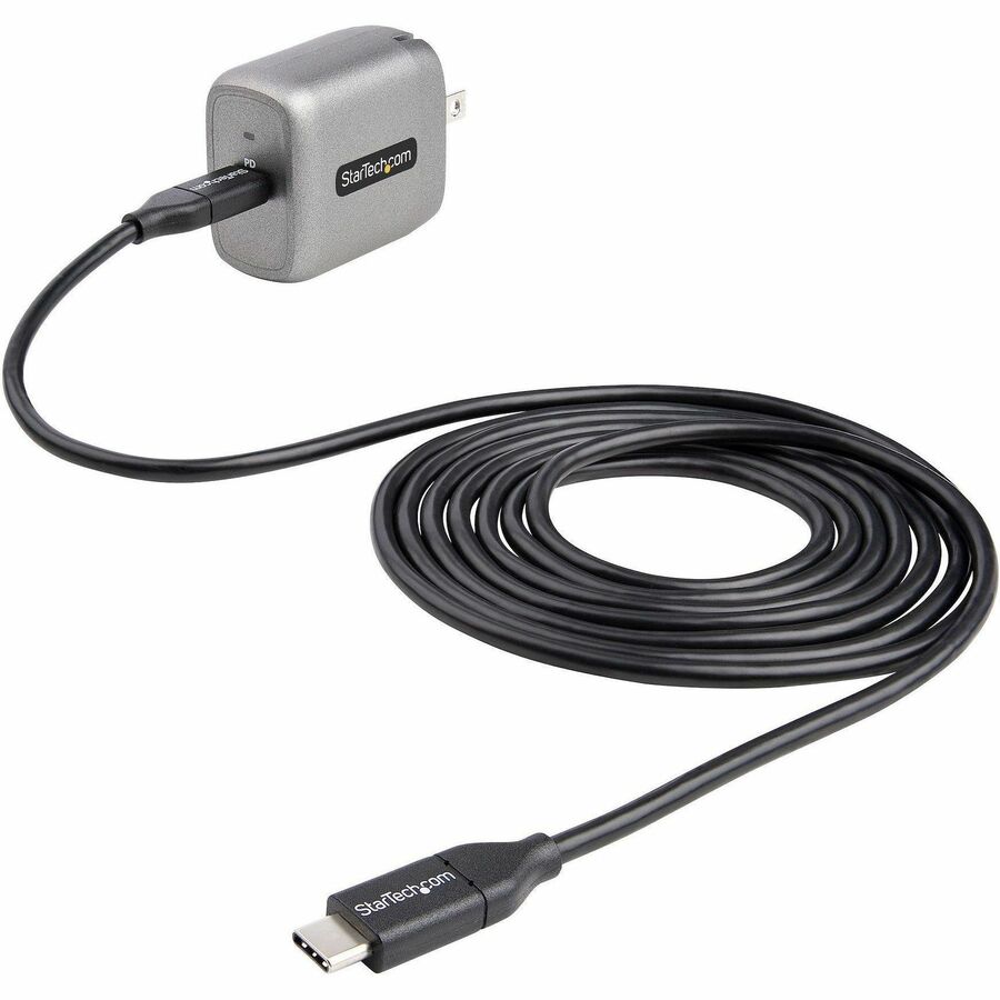 StarTech 30W USB-C Wall Charger, Portable GaN Charger with USB Power Delivery Fast Charging, 6ft Cable, USB-C Charger
