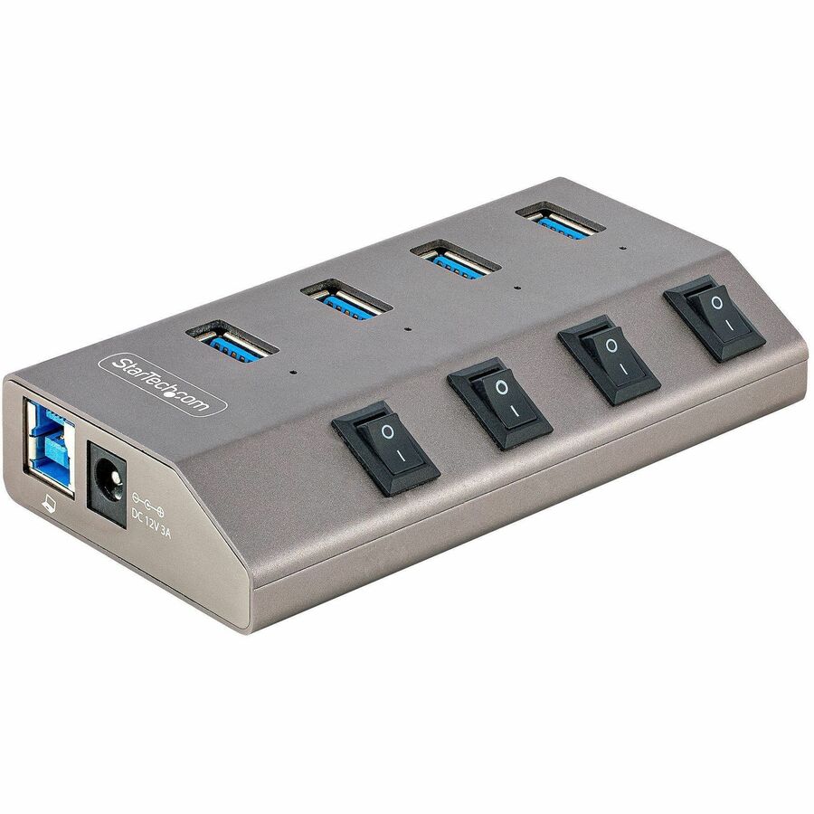 StarTech 4-Port Self-Powered USB-C Hub with Individual On/Off Switch, Desktop/Laptop USB-C to USB-A Hub, USB Type C Hub w/Power Supply