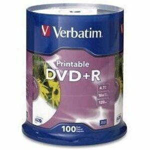 DVD+R 4.7GB 16X INKJET PRINTABLE 100PK