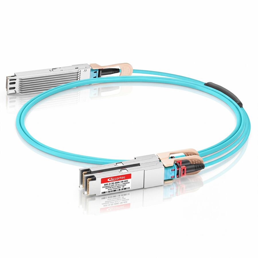 Accortec 200GBASE QSFP-DD to 2 x 100GBASE QSFP28 Active Optical Cable Arista Compatible- 1M