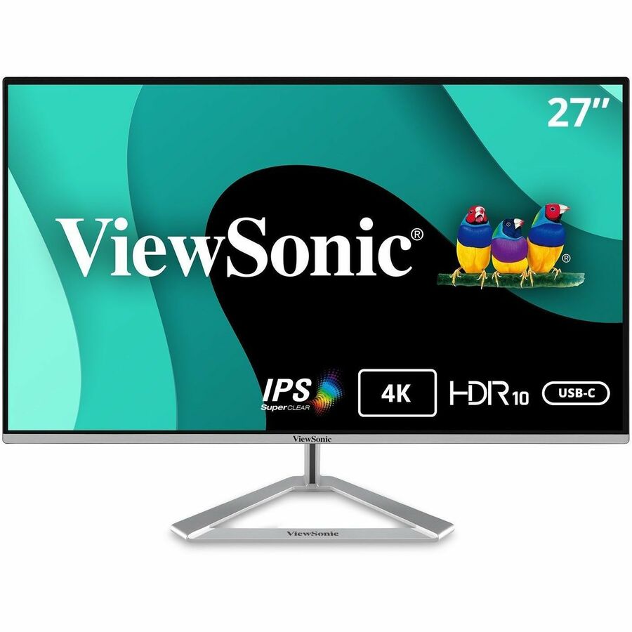 ViewSonic VX2776-4K-MHDU 27 Inch 4K Monitor, IPS with 65W USB-C and HDR10 for Ultimate Home and Office Entertainment, Ultra-Thin Bezels, DisplayPort for Daisy Chain, and HDMI Inputs