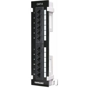 Patch Panel, Cat6, Wall-mount, UTP, 12 Port, Black