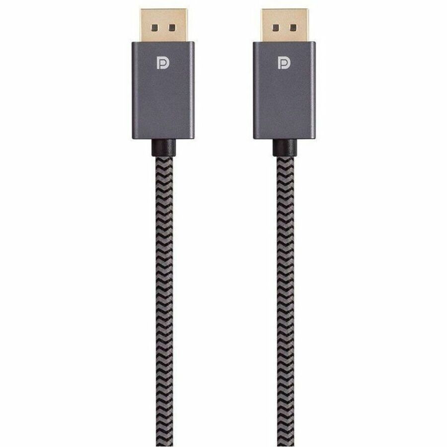 Monoprice DisplayPort 1.4 EasyPlug Nylon Braided Cable, 12ft, Gray (10 Pack)