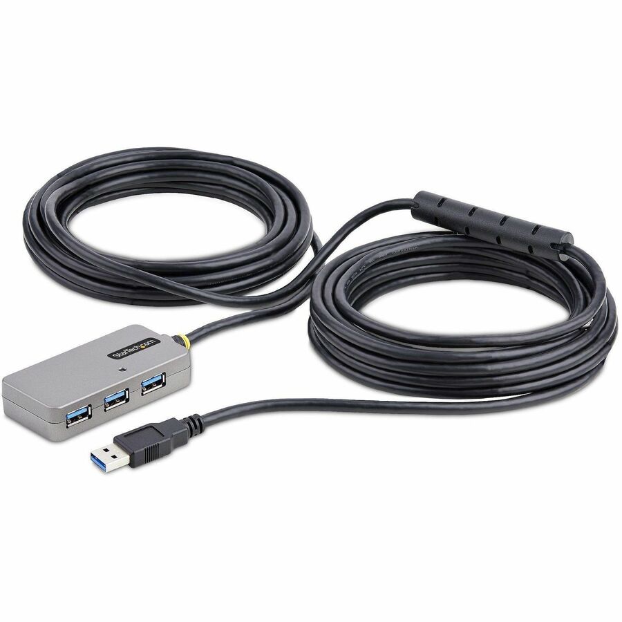 StarTech USB Extender Hub, 10m USB 3.0 Extension Cable w/ 4-Port USB-A Hub, Active/Bus Powered USB Repeater Cable, ESD Protection, TAA