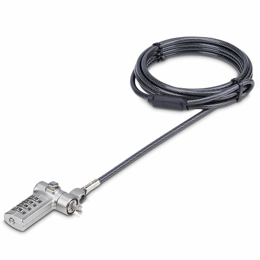 StarTech Universal Laptop Lock 6.6ft, Keyless Combo. Security Locking Cable For Notebook, Noble Wedge®/Nano/K-Slot Compatible, TAA