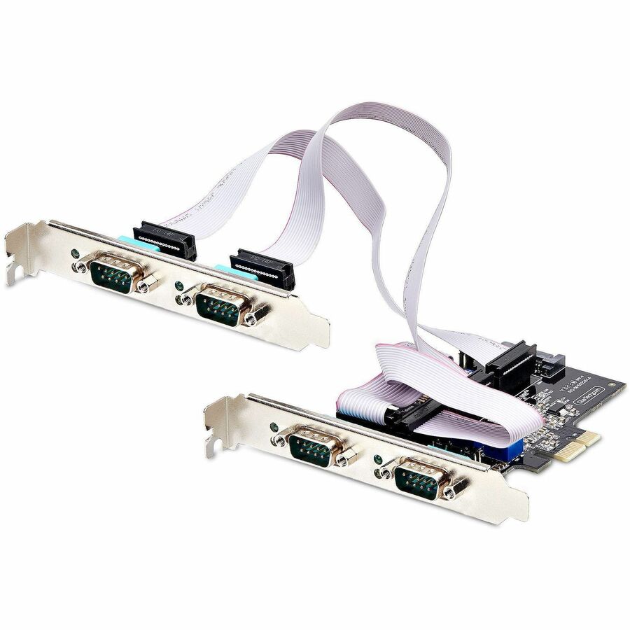 StarTech 4-Port Serial PCIe Card, Quad-Port RS232/RS422/RS485 Card, 16C1050 UART, ESD Protection, Windows/Linux, TAA-Compliant