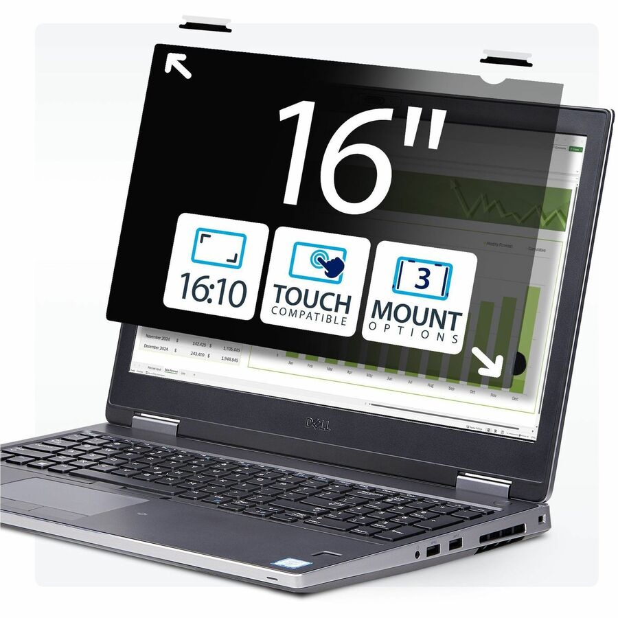 StarTech 16-inch 16:10 Flip-Up Privacy Screen w/Touch, Anti-Glare Privacy Filter, Laptop Monitor Screen Protector, Blue Light Filter