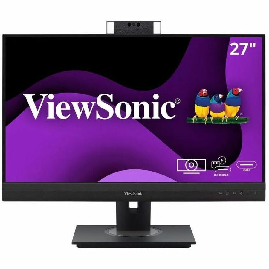 ViewSonic VG2757V-2K 27 Inch 1440p Video Conference Docking Monitor with Windows Hello Compatible IR Webcam, Advanced Ergonomics, and 90W USB C for Home and Office