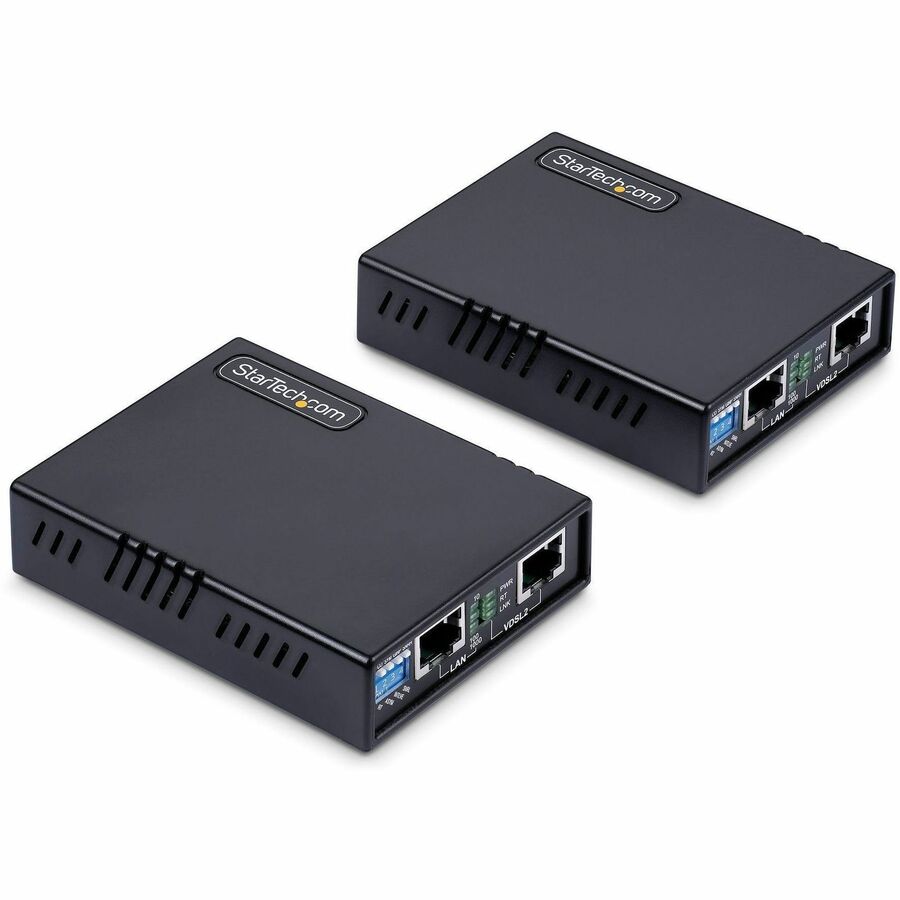 StarTech VDSL2 Ethernet Extender Kit over Single Pair Wire Up to 0.6mi (1km), LAN Repeater over RJ11/CAT5e/6, Replaces 110VDSLEXT, TAA