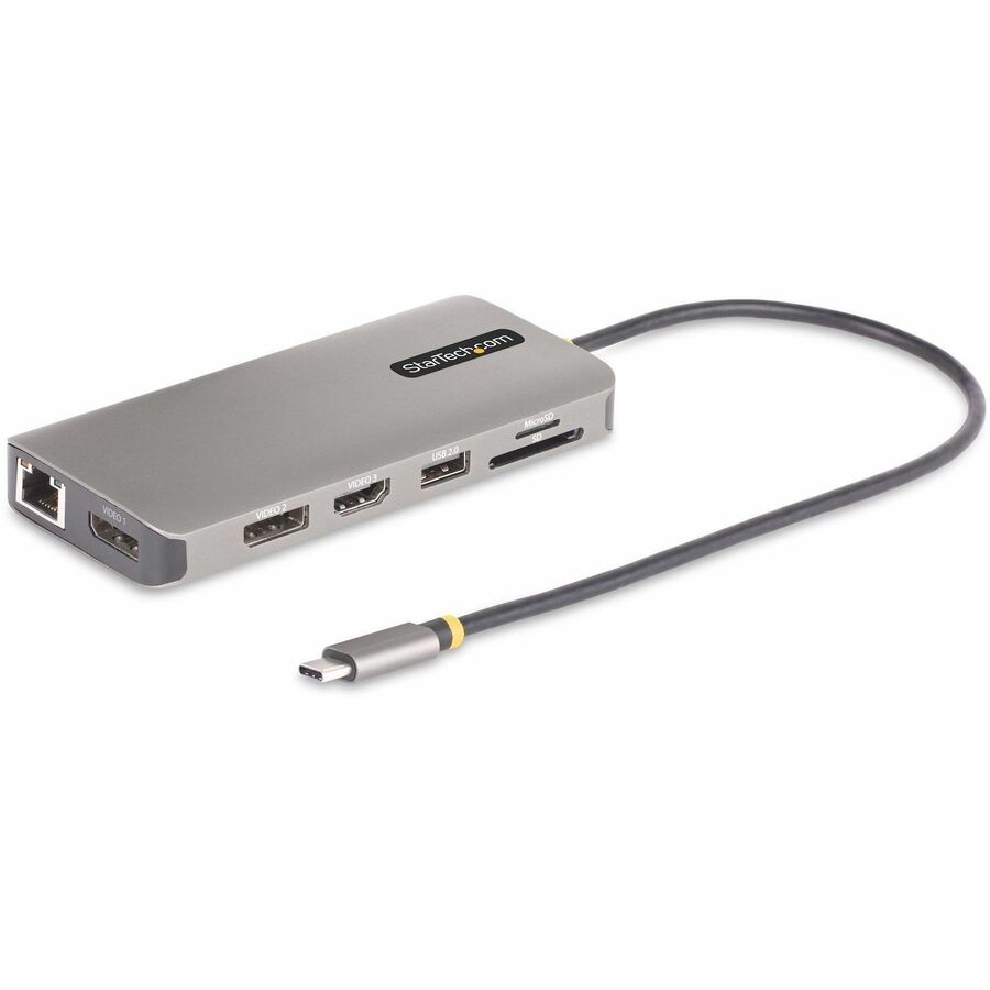 StarTech USB-C Triple-Monitor Multiport Adapter, Dual 4K 60Hz + 4K 30Hz HDMI & DP, 4x USB-A, 100W PD Pass-Through, GbE, SD Card Reader